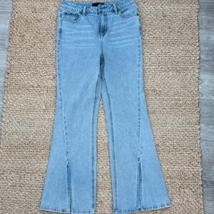 1822 Denim Light Blue Split Flare Jeans